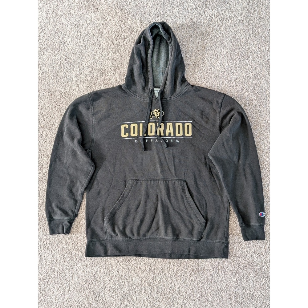 Champion Hoodie Men's Large University Of Colorado Buffaloes Black Pullover
